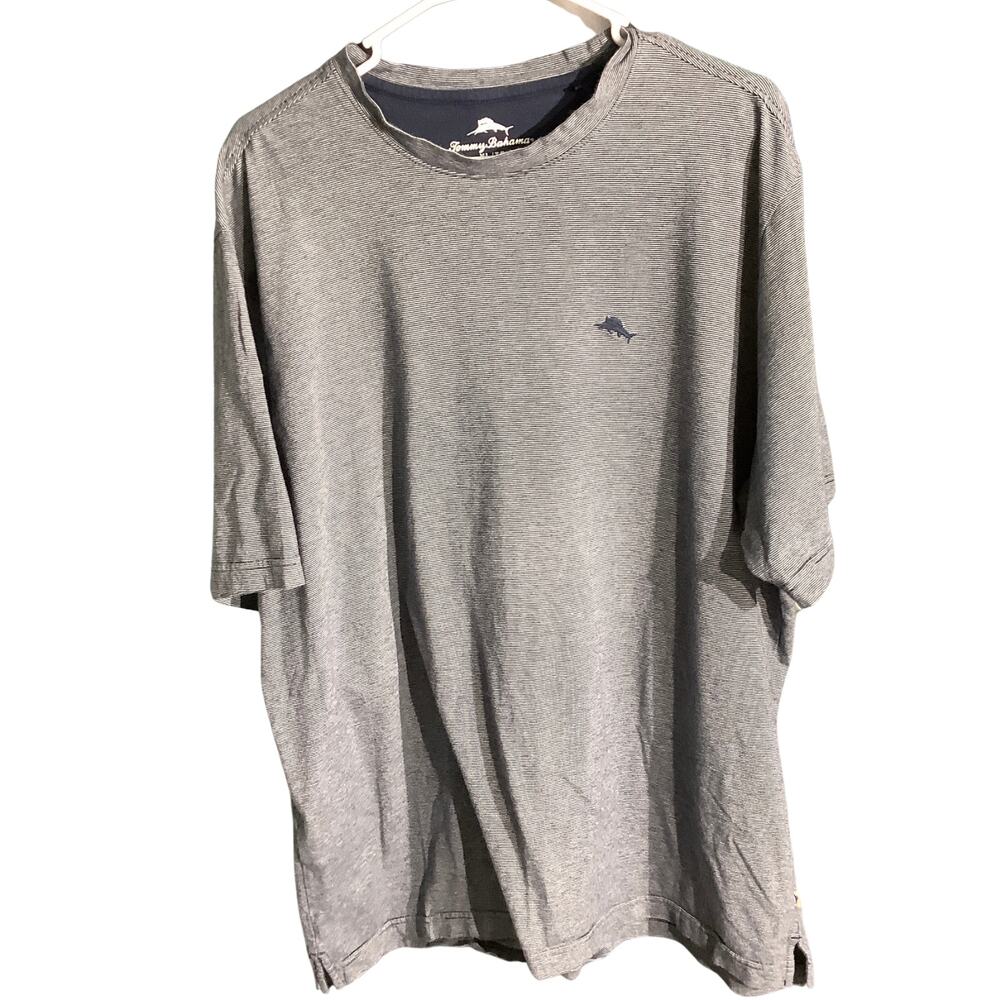 Tommy Bahama Men’s XL Microstriped Crewneck T-Shirt — Preppy, Classic, Casual